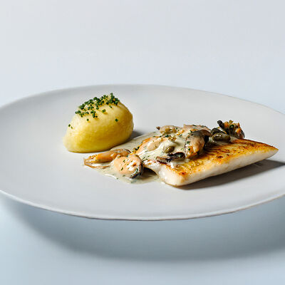 Туруханский чир с мидиями и каперсами в берблане на топленом масле в Sadko по цене 998 ₽