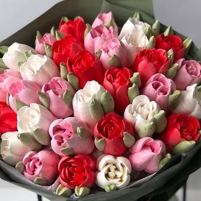 Зефирные тюльпаны букет Весна в Fujibox по цене 4000 ₽