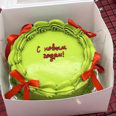 Бенто-торт Новогодний с красными бантиками в подарок на Новый год в Cosmo Сakery по цене 2400 ₽