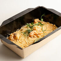 Паста фрегола с креветкой в пряном соусе и лемонграсом (Яндекс) в XO Complex