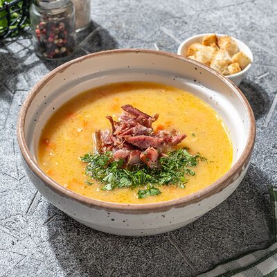 Суп гороховый с копченостями в ХОЧУ ХИНКАЛ! по цене 195 ₽