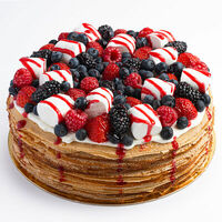 Блинный торт с ягодами и маршмеллоу в Udcкафе Upside Down Cake