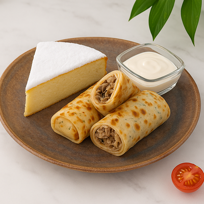 Блины с курицей и запеканка в Петрушка по цене 384 ₽