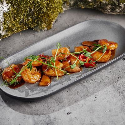 Креветки в имбирно-чесночном соусе в Гриль бар BQ по цене 690 ₽