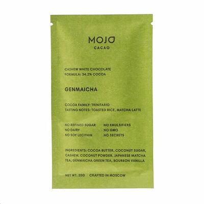 Шоколад белый веганский с зеленым чаем Mojo Cacao Genmaicha в Азбука Вкуса Экспресс Меню по цене 159 ₽