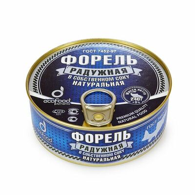 Форель радужная натуральная в собственном соку, Эко Фуд, Армения в Азбука Вкуса Экспресс Меню по цене 410 ₽