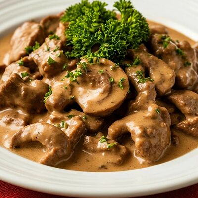 Бефстроганов из говядины в Кулинария-Тамара по цене 200 ₽