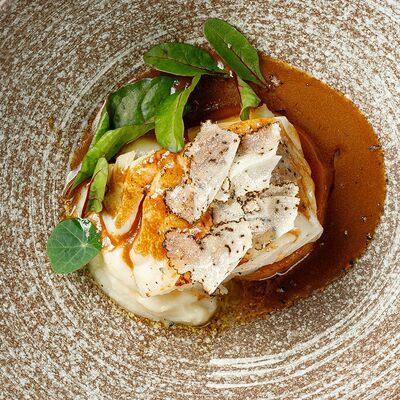 Треска Аль пепо неро с трюфелем в Christian по цене 1940 ₽