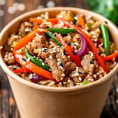 Рис со свининой в ПиЦЦунда Море начинки по цене 400 ₽