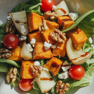 Салат с печеной тыквой, корневым сельдереем и грецким орехом в Фабрика-кухня ex. The Black Door по цене 20 р.