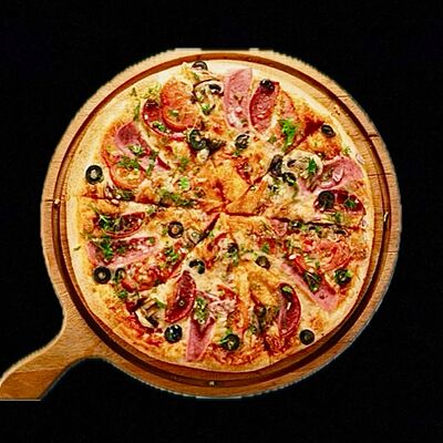 Пицца Мясной пир на тонком тесте в Леон по цене 750 ₽