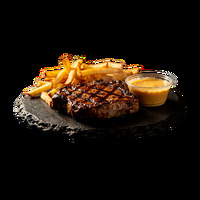 Свинина на гриле с картофельными дольками в Fat house