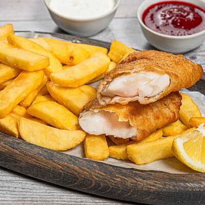 Фиш & Чипс филе трески в Yunga Tim Fish & Grill по цене 1850 ₽
