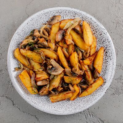 Сковорода с шампиньонами в Мангал по цене 420 ₽