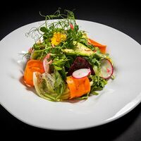 Большой зеленый салат с авокадо в Репаст