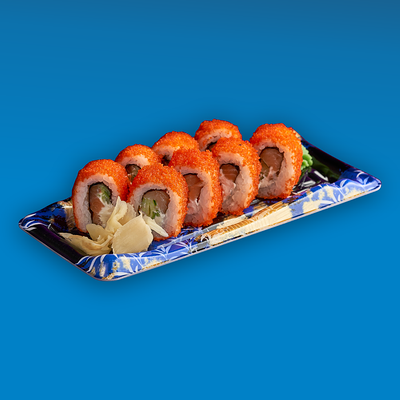 Филадельфия масаго (Ролл с лососем, сливочным сыром и огурцом) в Yume sushi по цене 790 ₽