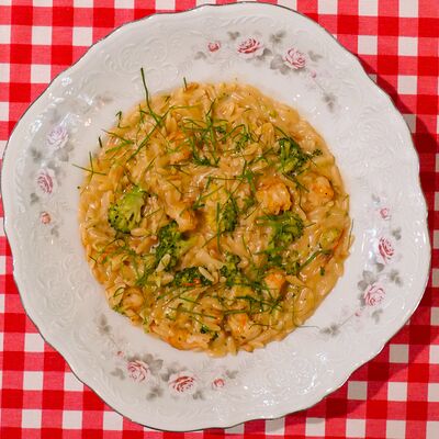 Орзо с креветками и брокколи в Tavola perfetta по цене 1350 ₽