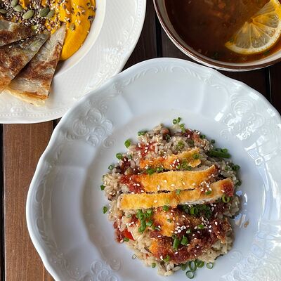 Морковный хумус + солянка + рис с овощамив Gonzo по цене 770 ₽