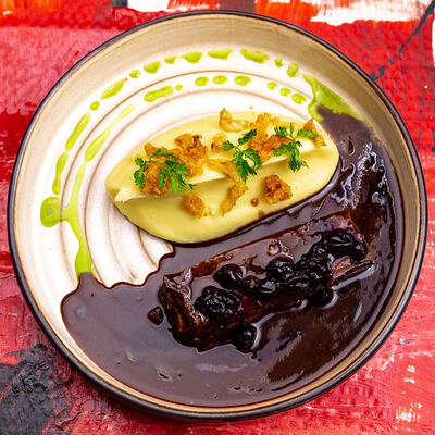 Ребро кальби, шоколад и пюре в Галки по цене 1240 ₽