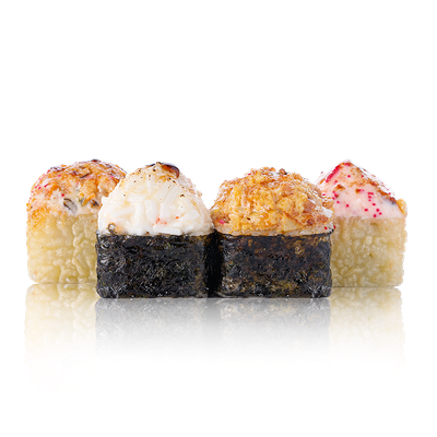 Ассорти запеченных роллов c мидиями, угрём и снежным крабом в Питькофе Джаз по цене 569 ₽