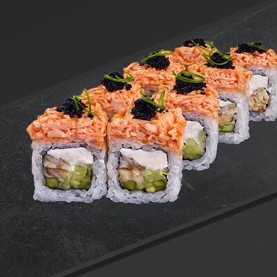 Ролл с копченым угрем и снежным крабом №12 в Sushkin Set по цене 552 ₽