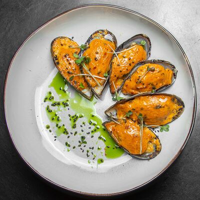 Запечённые мидии в соусе том-ям в Palmer по цене 550 ₽