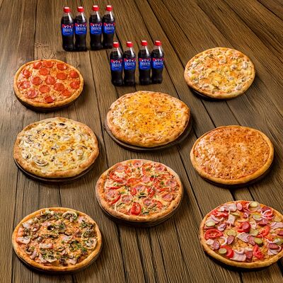 Сет Биг 8 пицц + Evervess Cola 8 бутылок на 10-15 человек в Pizzaburger по цене 10727 ₽