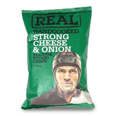 Чипсы картофельные со вкусом и ароматом острого сыра и лука, Real handcooked в Азбука Вкуса Экспресс Меню по цене 409 ₽