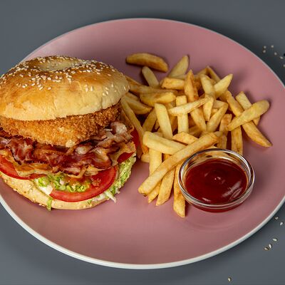 Бейгл с рубленой котлетой в Корица по цене 560 ₽