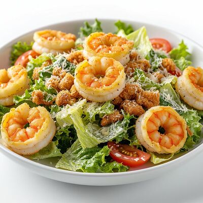 Салат Цезарь с креветкой в панировке в ПАПА БУРГЕР по цене 435 ₽