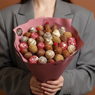 Букет Caramel (36 шт) в Luna-Клубника в шоколаде по цене 5990 ₽