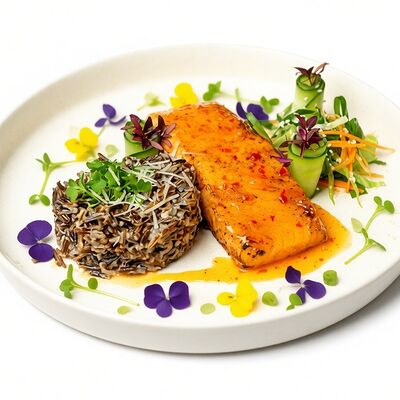 Филе лосося на диком рисе с тайским соусом в PlutuS Resto Club по цене 1500 ₽