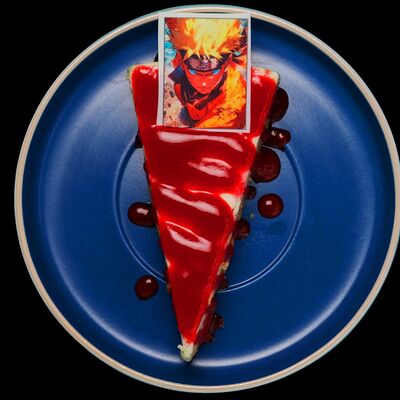 Чизкейк с малиновым соусом и съедобной карточкой в Ramenshop по цене 450 ₽