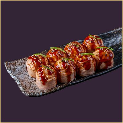 Ролл Лосось в лососе опаленный в Happy Fish Premium по цене 1793 ₽